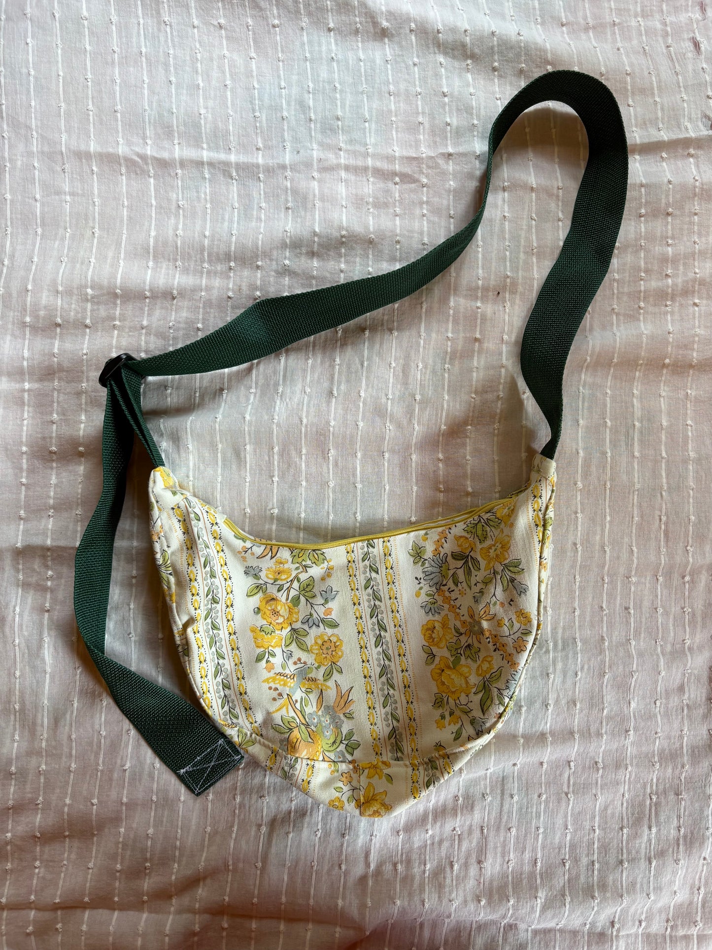 Yellow Patterned Crescent Bag - Small