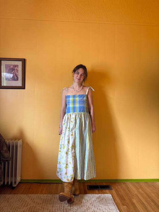 Blue Patchwork Sundress