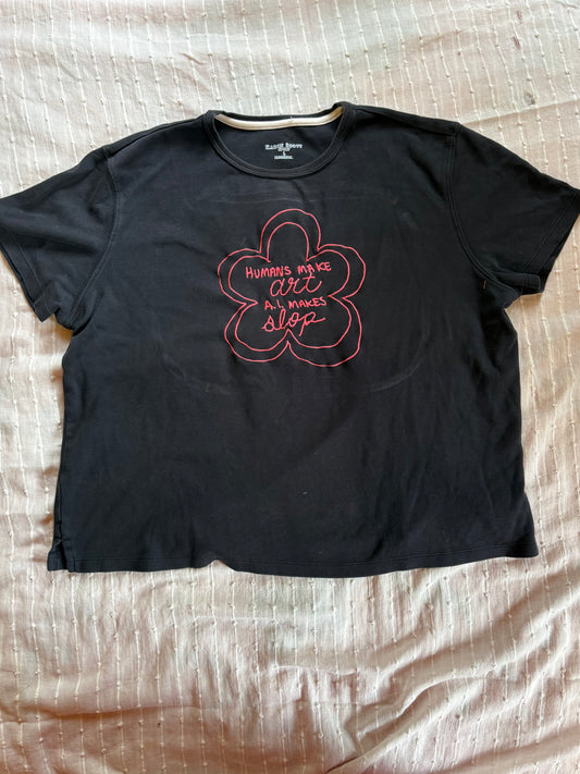 Humans Make Art  - Flower Embroidered T-Shirt